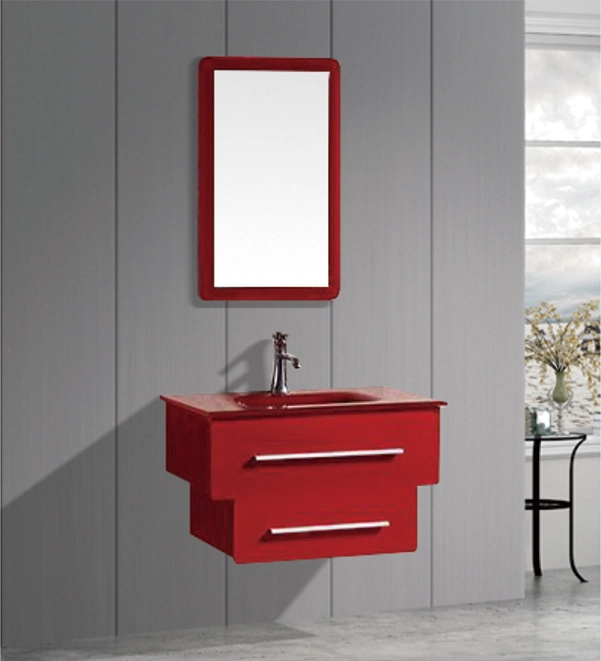 European Style Wall Mount Bathroom Vanity Sets Cabinet PVC Bathroom with Light Mirror