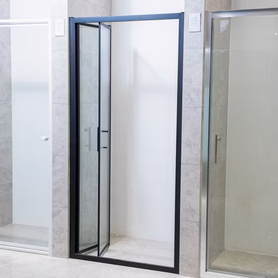 Basic Customization Trendy Black Framed Bathroom Pivot Tempered Glass Shower Enclosures